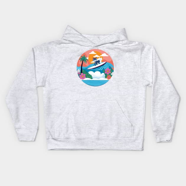 Surfing Shag Kitty Kids Hoodie by Kona Cat Creationz